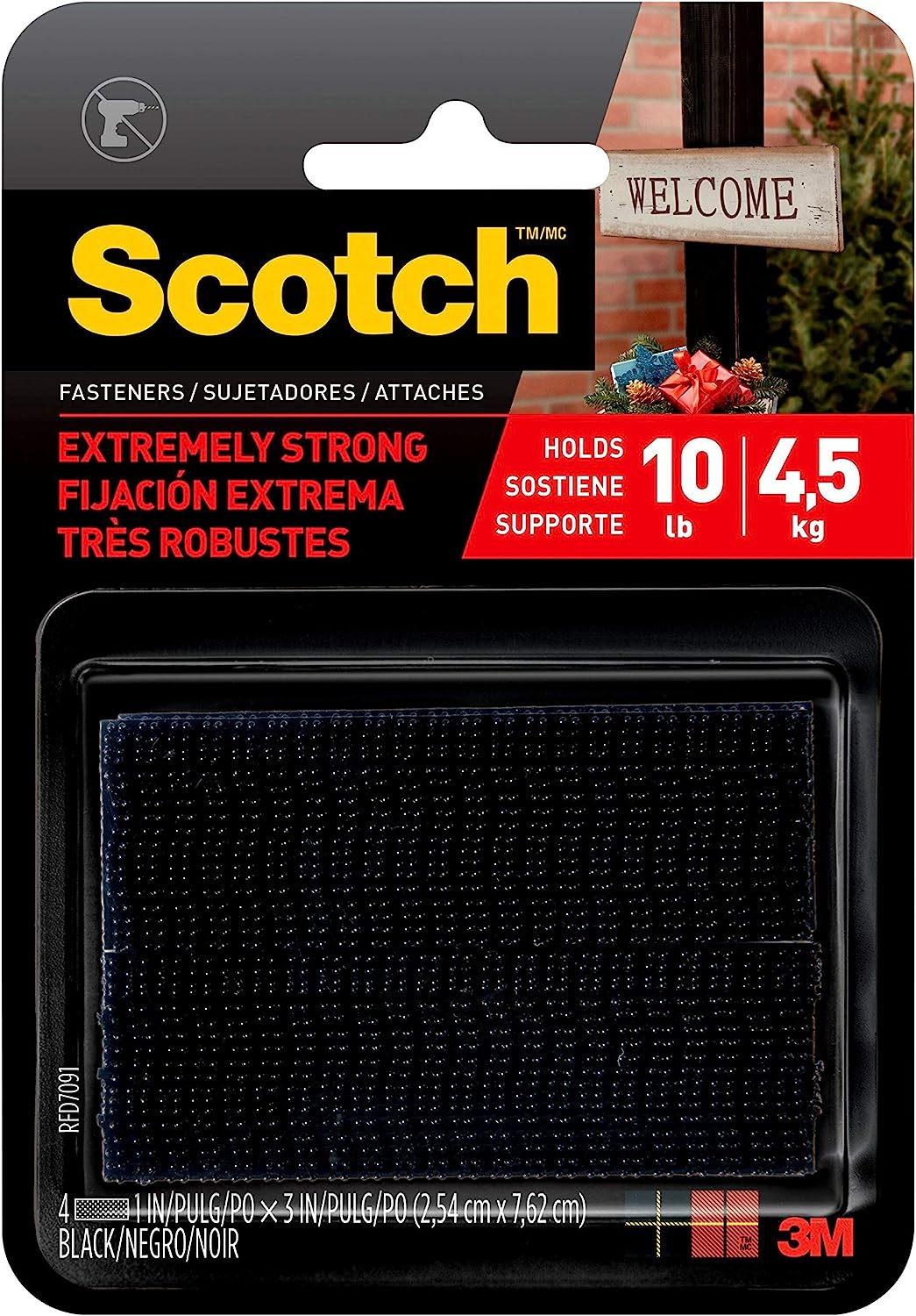 230527223215446_1 Scotch Mounting, Fastening & Surface Protection RFD7091 Interlocking Fasteners Strips, 4, Black, 2 count - Image 1